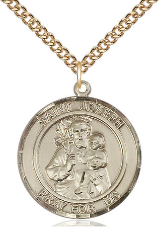 14kt Gold Filled Saint Joseph Medal Catholic Jewelry Engraved Catholic Saint Jewelry