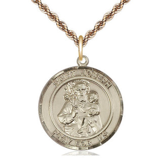 14kt Gold Filled Saint Joseph Medal Catholic Jewelry Engraved Catholic Saint Jewelry