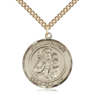14kt Gold Saint Joseph Medal Engraved Catholic Saint Jewelry
