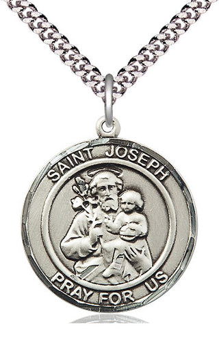 Pewter Saint Joseph Medal Catholic Jewelry Engraved Catholic Saint Jewelry