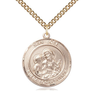 14kt Gold San Jose Medal Engraved Catholic Saint Jewelry