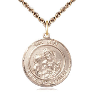 14kt Gold San Jose Medal Engraved Catholic Saint Jewelry