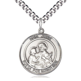 Pewter San Jose Medal Catholic Jewelry Engraved Catholic Saint Jewelry