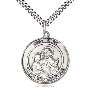 Pewter San Jose Medal Catholic Jewelry Engraved Catholic Saint Jewelry