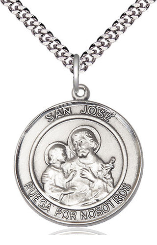 Sterling Silver San Jose Medal Catholic Jewelry Engraved Catholic Saint Jewelry