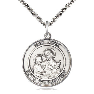 Sterling Silver San Jose Medal Catholic Jewelry Engraved Catholic Saint Jewelry