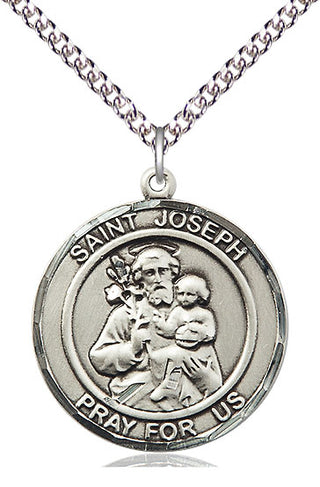 Sterling Silver Saint Joseph Medal Catholic Jewelry Engraved Catholic Saint Jewelry