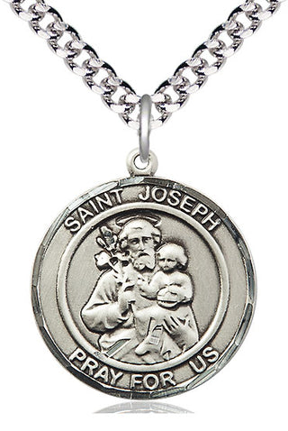 Sterling Silver Saint Joseph Medal Catholic Jewelry Engraved Catholic Saint Jewelry