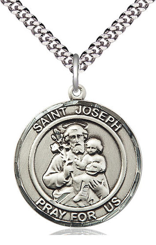 Sterling Silver Saint Joseph Medal Catholic Jewelry Engraved Catholic Saint Jewelry