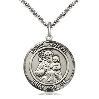 Sterling Silver Saint Joseph Medal Catholic Jewelry Engraved Catholic Saint Jewelry