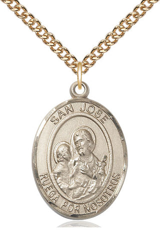 14kt Gold Filled San Jose Medal Catholic Jewelry Engraved Catholic Saint Jewelry