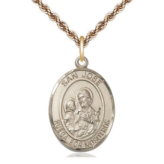 14kt Gold Filled San Jose Medal Catholic Jewelry Engraved Catholic Saint Jewelry