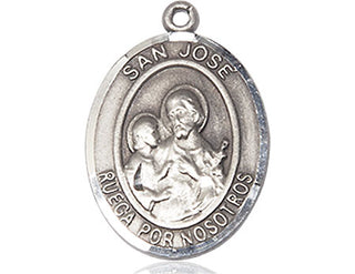 Pewter San Jose Medal Engraved Catholic Saint Jewelry