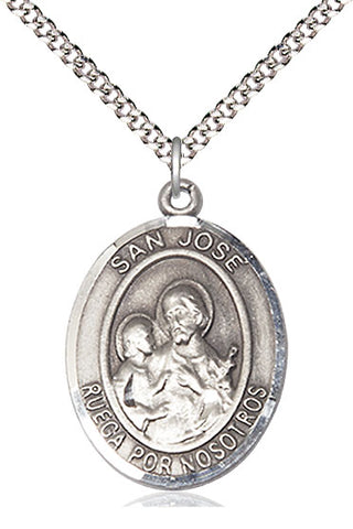 Pewter San Jose Medal Catholic Jewelry Engraved Catholic Saint Jewelry