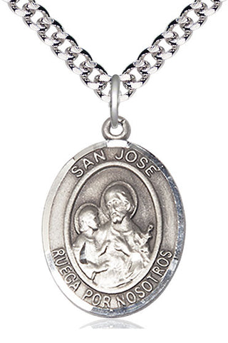 Sterling Silver San Jose Medal Catholic Jewelry Engraved Catholic Saint Jewelry