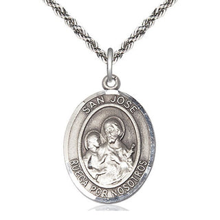 Sterling Silver San Jose Medal Catholic Jewelry Engraved Catholic Saint Jewelry