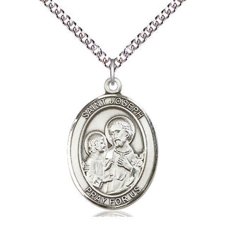 Sterling Silver Saint Joseph Medal Catholic Jewelry Engraved Catholic Saint Jewelry