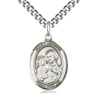 Sterling Silver Saint Joseph Medal Catholic Jewelry Engraved Catholic Saint Jewelry