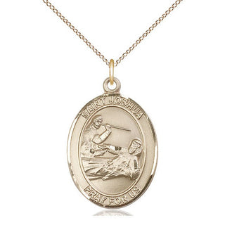 14kt Gold Saint Joshua Medal Engraved Catholic Saint Jewelry