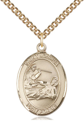 14kt Gold Saint Joshua Medal Engraved Catholic Saint Jewelry