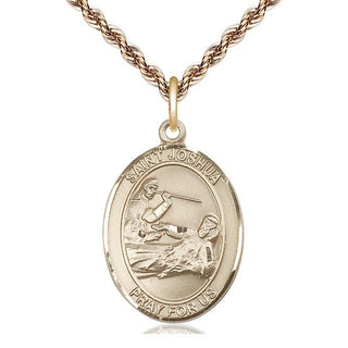 14kt Gold Saint Joshua Medal Engraved Catholic Saint Jewelry