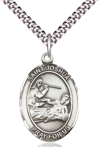 Pewter Saint Joshua Medal Catholic Jewelry Engraved Catholic Saint Jewelry