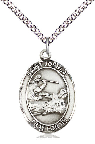 Sterling Silver Saint Joshua Medal Catholic Jewelry Engraved Catholic Saint Jewelry