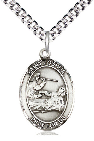 Sterling Silver Saint Joshua Medal Catholic Jewelry Engraved Catholic Saint Jewelry