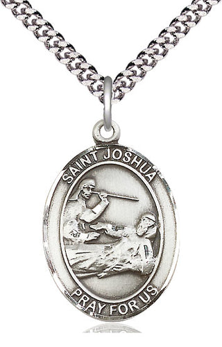 Sterling Silver Saint Joshua Medal Catholic Jewelry Engraved Catholic Saint Jewelry