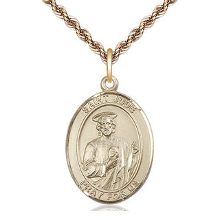 14kt Gold Saint Jude Medal Engraved Catholic Saint Jewelry