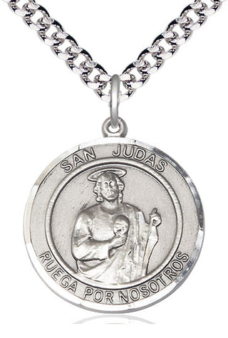 Pewter San Judas Medal Catholic Jewelry Engraved Catholic Saint Jewelry