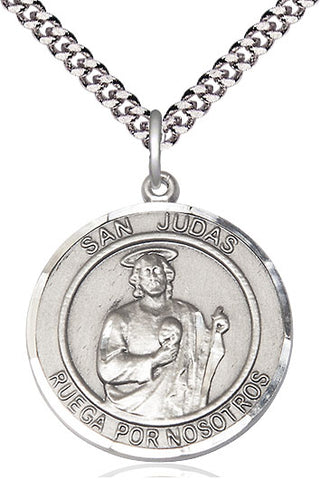 Sterling Silver San Judas Medal Catholic Jewelry Engraved Catholic Saint Jewelry