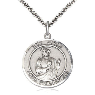 Sterling Silver San Judas Medal Catholic Jewelry Engraved Catholic Saint Jewelry