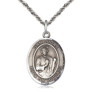Sterling Silver San Judas Medal Catholic Jewelry Engraved Catholic Saint Jewelry