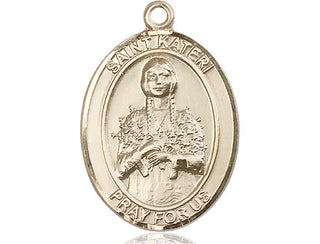 14kt Gold Filled Saint Kateri Tekakwitha Medal Engraved Catholic Saint Jewelry