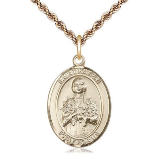 14kt Gold Filled Saint Kateri Tekakwitha Medal Catholic Jewelry Engraved Catholic Saint Jewelry