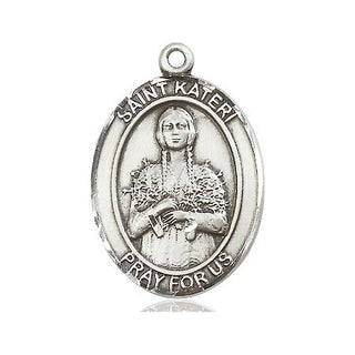 Pewter Saint Kateri Tekakwitha Medal Engraved Catholic Saint Jewelry