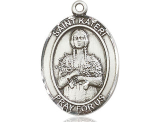 Sterling Silver Saint Kateri Tekakwitha Medal Catholic Jewelry Engraved Catholic Saint Jewelry