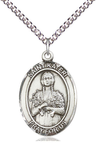 Sterling Silver Saint Kateri Tekakwitha Medal Catholic Jewelry Engraved Catholic Saint Jewelry