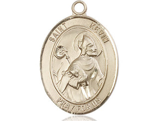 14kt Gold Filled Saint Kevin Medal Engraved Catholic Saint Jewelry