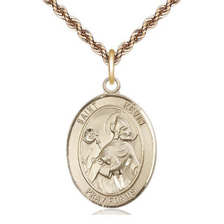 14kt Gold Filled Saint Kevin Medal Catholic Jewelry Engraved Catholic Saint Jewelry