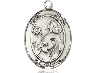 Sterling Silver Saint Kevin Medal Catholic Jewelry Engraved Catholic Saint Jewelry