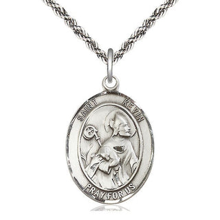 Sterling Silver Saint Kevin Medal Catholic Jewelry Engraved Catholic Saint Jewelry