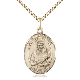 14kt Gold Filled Saint Lawrence Medal Catholic Jewelry Engraved Catholic Saint Jewelry