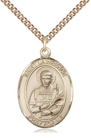 14kt Gold Filled Saint Lawrence Medal Catholic Jewelry Engraved Catholic Saint Jewelry