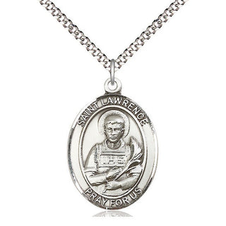 Pewter Saint Lawrence Medal Catholic Jewelry Engraved Catholic Saint Jewelry