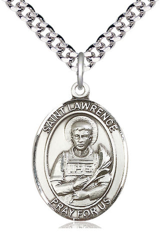 Sterling Silver Saint Lawrence Medal Catholic Jewelry Engraved Catholic Saint Jewelry