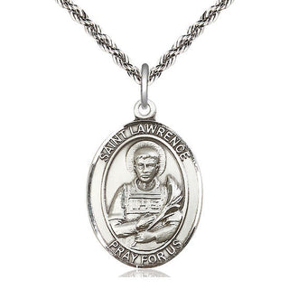 Sterling Silver Saint Lawrence Medal Catholic Jewelry Engraved Catholic Saint Jewelry