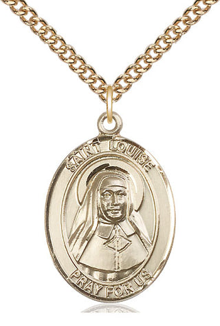 14kt Gold Saint Louise de Marillac Medal Engraved Catholic Saint Jewelry