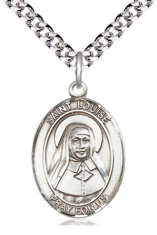 Pewter Saint Louise de Marillac Medal Catholic Jewelry Engraved Catholic Saint Jewelry